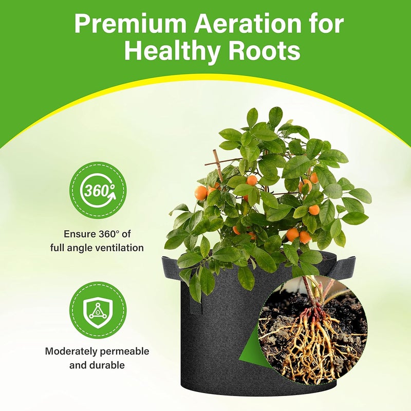 HealSmart 6-Pack 5 Gallon Nonwoven Grow Bags, Aeration Fabric Pots with Handles, Suitable for Garden Fruits, Vegetables and Flowers, Black - Image 5